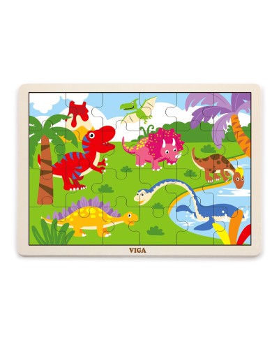 Viga 51460 Puzzle na podkładce 24 elementy - dinozaury