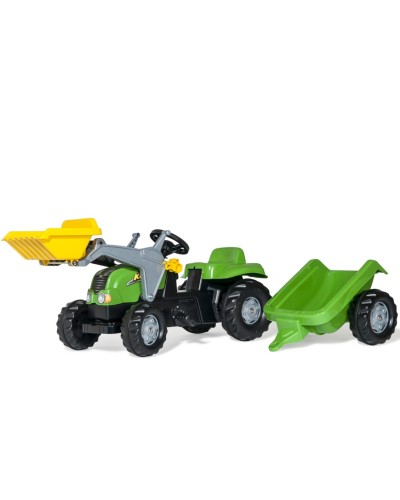 Rolly Toys 023134 Traktor Rolly Kid X z łyżka i przyczepa Zielony
